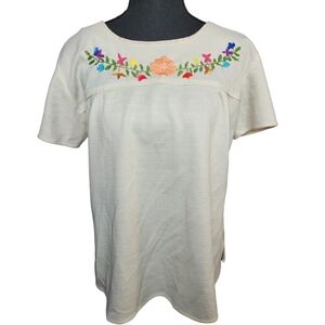 Vintage 1970s Embroidered Floral Blouse